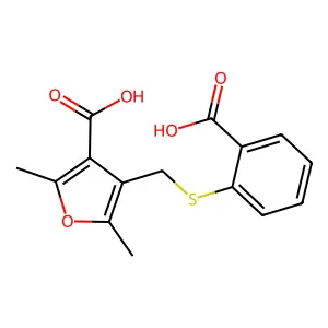 4-[(2-Carboxyphenyl)sulfanylmethyl]-2,5-dimethylfuran-3-carboxylic acid structure