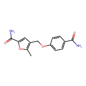 4-[(4-Carbamoylphenoxy)methyl]-5-methylfuran-2-carboxamide structure