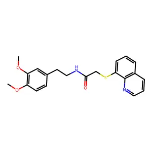 N-[2-(3,4-dimethoxyphenyl)ethyl]-2-quinolin-8-ylsulfanylacetamide structure
