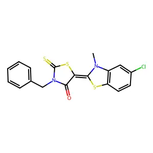 3-benzyl-5-(5-chloro-3-methyl-1,3-benzothiazol-2(3H)-ylidene)-2-thioxo-1,3-thiazolidin-4-one structure