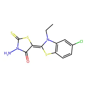 3-amino-5-(5-chloro-3-ethyl-1,3-benzothiazol-2(3H)-ylidene)-2-thioxo-1,3-thiazolidin-4-one structure