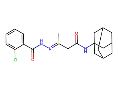N-[(E)-[4-(1-adamantylamino)-4-oxobutan-2-ylidene]amino]-2-chlorobenzamide structure