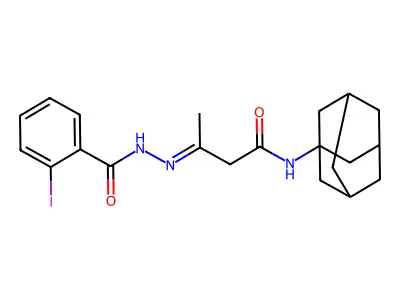 N-[(E)-[4-(1-adamantylamino)-4-oxobutan-2-ylidene]amino]-2-iodobenzamide structure