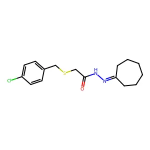 2-[(4-chlorobenzyl)sulfanyl]-N'-cycloheptylideneacetohydrazide structure