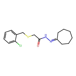 2-[(2-chlorobenzyl)sulfanyl]-N'-cycloheptylideneacetohydrazide structure