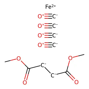 Iron, tetracarbonyl[(2,3-eta)-dimethyl-2-butenedioate structure