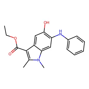 ethyl 6-anilino-5-hydroxy-1,2-dimethyl-1H-indole-3-carboxylate structure