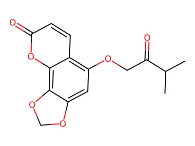 8H-1,3-Dioxolo(4,5-h)(1)benzopyran-8-one, 5-(3-methyl-2-oxobutoxy)- structure