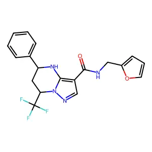 N-(2-furylmethyl)-5-phenyl-7-(trifluoromethyl)-4,5,6,7-tetrahydropyrazolo[1,5-a]pyrimidine-3-carboxamide structure