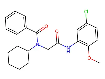 N-[2-(5-chloro-2-methoxyanilino)-2-oxoethyl]-N-cyclohexylbenzamide structure