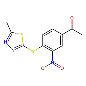 1-[4-[(5-Methyl-1,3,4-thiadiazol-2-yl)sulfanyl]-3-nitrophenyl]ethanone structure