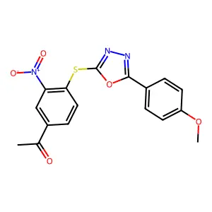 1-[4-[[5-(4-Methoxyphenyl)-1,3,4-oxadiazol-2-yl]sulfanyl]-3-nitrophenyl]ethanone structure