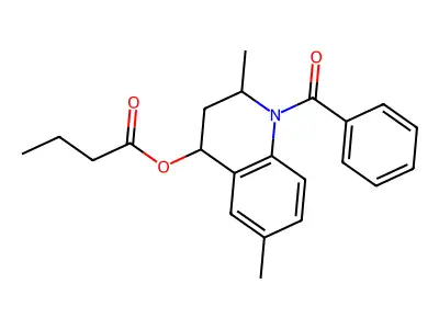 Butyric acid 1-benzoyl-2,6-dimethyl-1,2,3,4-tetrahydro-quinolin-4-yl ester structure