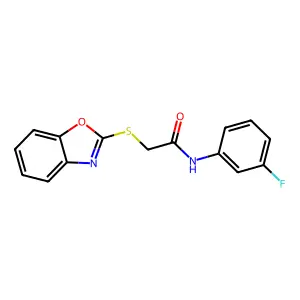 2-(1,3-benzoxazol-2-ylsulfanyl)-N-(3-fluorophenyl)acetamide structure