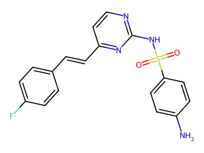 4-amino-N-[4-[(E)-2-(4-fluorophenyl)ethenyl]pyrimidin-2-yl]benzenesulfonamide structure