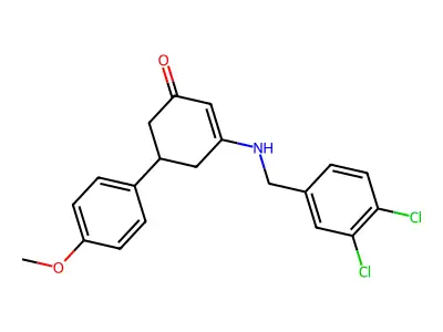 3-[(3,4-Dichlorobenzyl)amino]-5-(4-methoxyphenyl)cyclohex-2-en-1-one structure