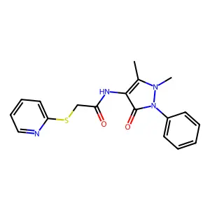 N-(1,5-dimethyl-3-oxo-2-phenylpyrazol-4-yl)-2-pyridin-2-ylsulfanylacetamide structure