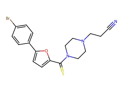 3-(4-(5-(4-Bromophenyl)furan-2-carbonothioyl)piperazin-1-yl)propanenitrile structure