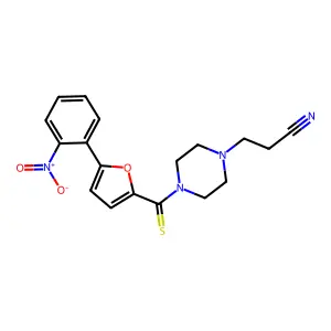 3-(4-(5-(2-Nitrophenyl)furan-2-carbonothioyl)piperazin-1-yl)propanenitrile structure
