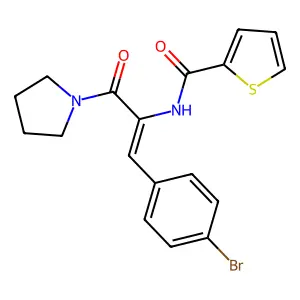 N-[(1E)-1-(4-bromophenyl)-3-oxo-3-(pyrrolidin-1-yl)prop-1-en-2-yl]thiophene-2-carboxamide structure