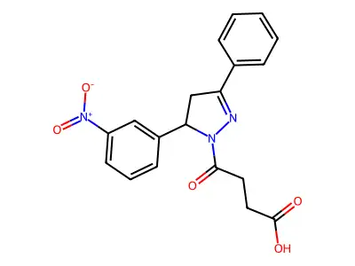 4-(5-(3-nitrophenyl)-3-phenyl-4,5-dihydro-1H-pyrazol-1-yl)-4-oxobutanoic acid structure