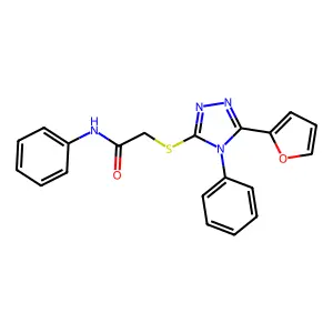 2-[[5-(furan-2-yl)-4-phenyl-1,2,4-triazol-3-yl]sulfanyl]-N-phenylacetamide structure