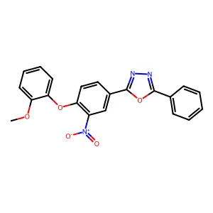 2-[4-(2-Methoxyphenoxy)-3-nitrophenyl]-5-phenyl-1,3,4-oxadiazole structure