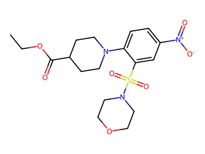 Ethyl 1-(2-morpholin-4-ylsulfonyl-4-nitrophenyl)piperidine-4-carboxylate structure