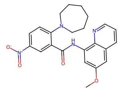 2-(azepan-1-yl)-N-(6-methoxyquinolin-8-yl)-5-nitrobenzamide structure