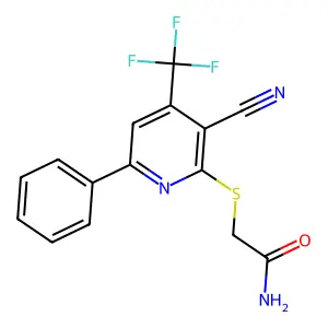 2-{[3-Cyano-6-phenyl-4-(trifluoromethyl)pyridin-2-yl]sulfanyl}acetamide structure
