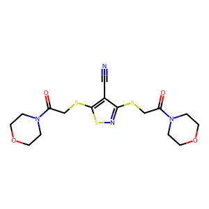 3,5-Bis((2-(4-morpholinyl)-2-oxoethyl)thio)-4-isothiazolecarbonitrile structure