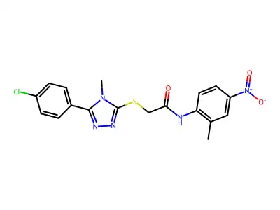 2-[[5-(4-chlorophenyl)-4-methyl-1,2,4-triazol-3-yl]sulfanyl]-N-(2-methyl-4-nitrophenyl)acetamide structure