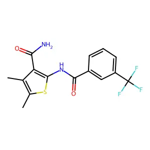 4,5-Dimethyl-2-[3-(trifluoromethyl)benzamido]thiophene-3-carboxamide structure
