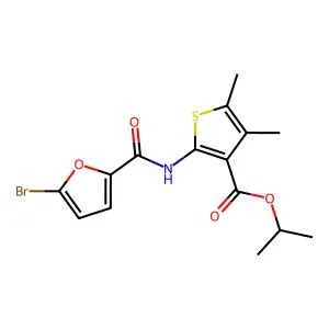 Isopropyl 2-[(5-bromo-2-furoyl)amino]-4,5-dimethyl-3-thiophenecarboxylate structure