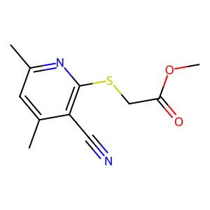 (3-Cyano-4,6-dimethyl-pyridin-2-ylsulfanyl)-acetic acid methyl ester structure