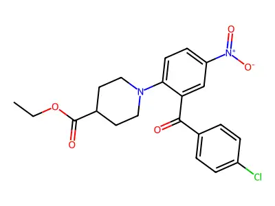 Ethyl 1-[2-(4-chlorobenzoyl)-4-nitrophenyl]piperidine-4-carboxylate structure