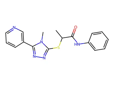 2-[(4-methyl-5-pyridin-3-yl-1,2,4-triazol-3-yl)sulfanyl]-N-phenylpropanamide structure