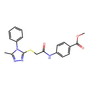 methyl 4-({[(5-methyl-4-phenyl-4H-1,2,4-triazol-3-yl)thio]acetyl}amino)benzoate structure