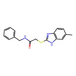 N-benzyl-2-[(6-methyl-1H-benzimidazol-2-yl)sulfanyl]acetamide structure