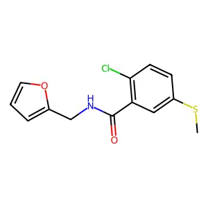 2-chloro-N-(furan-2-ylmethyl)-5-methylsulfanylbenzamide structure