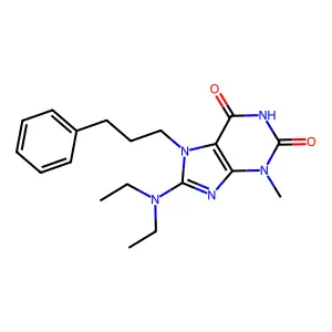 8-Diethylamino-3-methyl-7-(3-phenyl-propyl)-3,7-dihydro-purine-2,6-dione structure