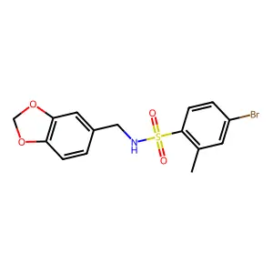 N-(1,3-benzodioxol-5-ylmethyl)-4-bromo-2-methylbenzenesulfonamide structure