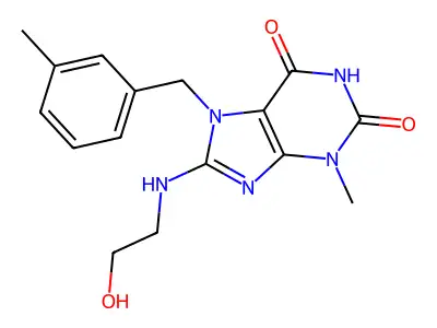 8-((2-hydroxyethyl)amino)-3-methyl-7-(3-methylbenzyl)-1H-purine-2,6(3H,7H)-dione structure