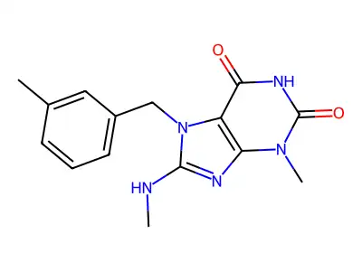 3-methyl-8-(methylamino)-7-(3-methylbenzyl)-1H-purine-2,6(3H,7H)-dione structure