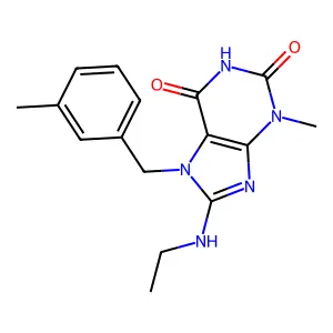 8-(ethylamino)-3-methyl-7-(3-methylbenzyl)-1H-purine-2,6(3H,7H)-dione structure