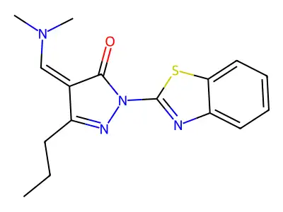 2-(1,3-Benzothiazol-2-yl)-4-(dimethylaminomethylene)-5-propyl-pyrazol-3-one structure