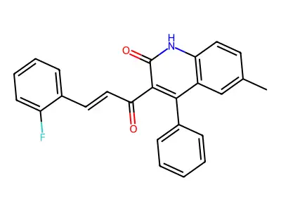 (E)-3-(3-(2-fluorophenyl)acryloyl)-6-methyl-4-phenylquinolin-2(1H)-one structure