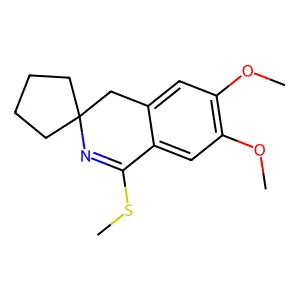 6,7-dimethoxy-1-methylsulfanylspiro[4H-isoquinoline-3,1'-cyclopentane] structure