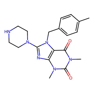 1,3-Dimethyl-7-(4-ME-benzyl)-8-(1-piperazinyl)-3,7-dihydro-1H-purine-2,6-dione structure