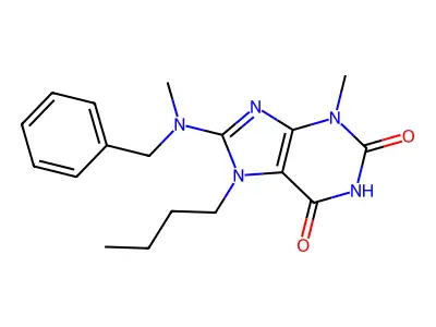 8-(Benzyl(methyl)amino)-7-butyl-3-methyl-3,7-dihydro-1H-purine-2,6-dione structure